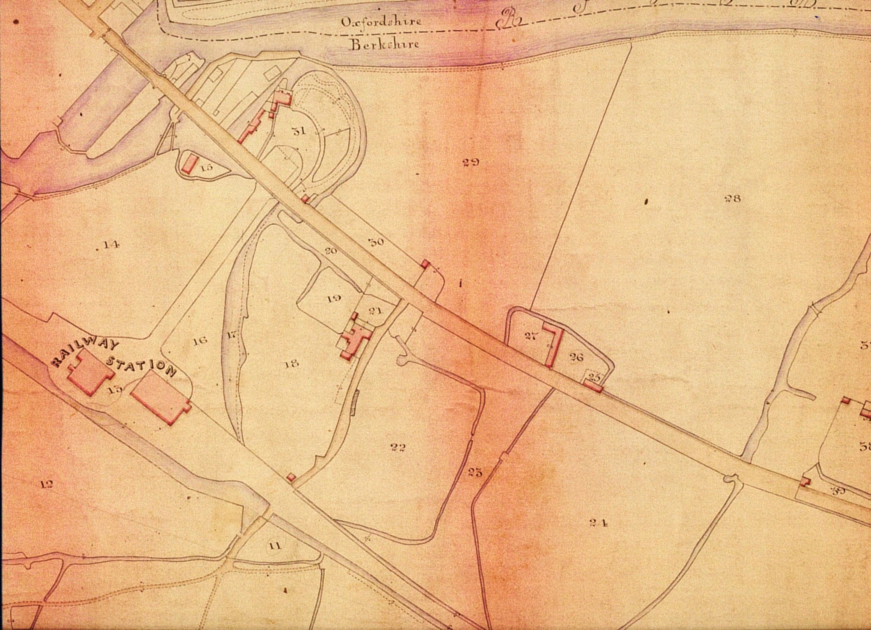 Grandpont Tithe Map 1847 TNA ref IR 30-27-3 landscape detail with railway station 2